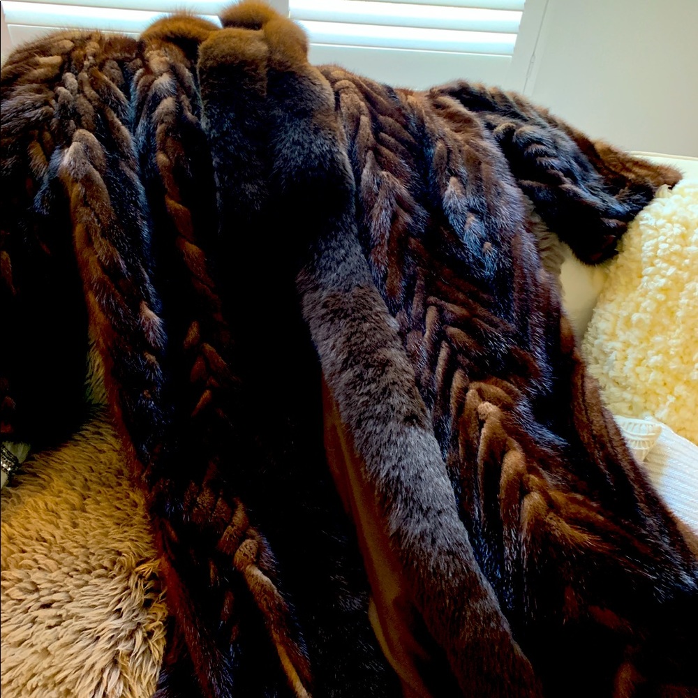 Mink pieced full length coat. Worn once. Large
